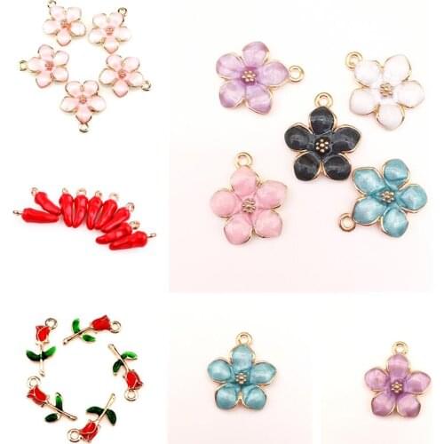 20PCS/lot Rose Flower Floating Pendant Charms With Lobster Clasp Fit For Magnetic Locket Bracelet Necklace