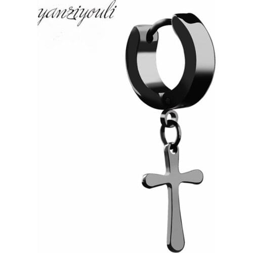 2019 Gothic Fashion Women Drop Earrings Cross Upper Ear Cartilage Earring For Women Men Stainless Steel Dangle Earring