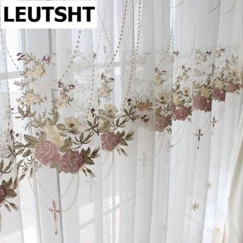 2021 New Luxury Flower Design Curtains For Living Room Bedroom Kitchen Sheer Curtain Tulle Window Drapes M063X