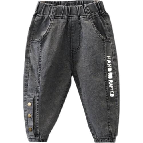 2021 Spring Fashion Boys Jeans Baby asual Color Buckle Pants Kids Elasticity Jean Boy Trousers Autumn Children Denim 2-7Y