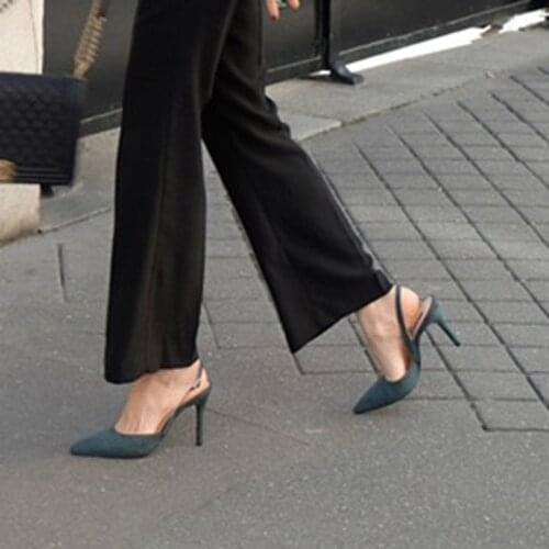 2021 Fashion Pointed Closed Toe Stiletto Sandals Elegant Womens Slip-on Single Shoes Black High Heels Nude Sandals Dress Shoes