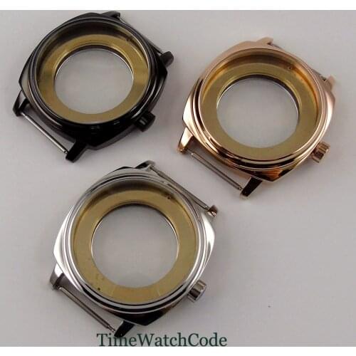 42mm watch case parts fit for Miyota 8215 821A ETA2836 Mingzhu2813 automatic movement clear case back PVD Coated Polished Case