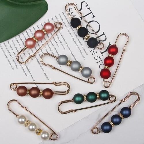 5pcs Styles Big Beads Simulated Pearl Brooch Pin Dress Rhinestone Decoration Buckle Pin Jewelry Brooches For Men Women
