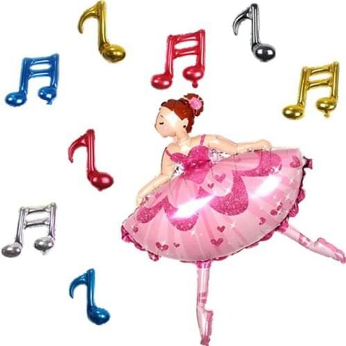 9pcs/set Foil Balloon Pink ballet dance Girl with Note balloons Birthday Party Wedding baby kids Girl Party Supplies classic toy
