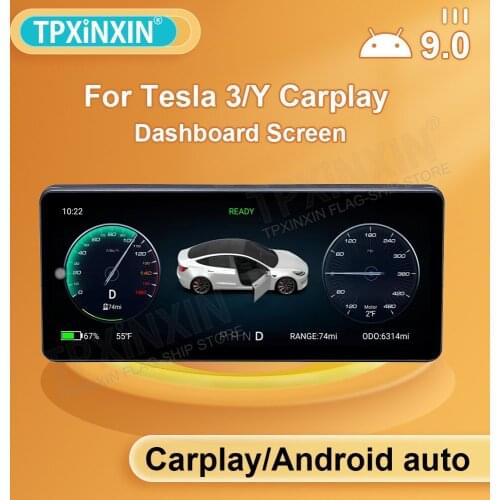 Android 9.0 Auto 8.8 inch For Tesla 3 / Y CarPlay Dashboard Screen Smart 360 Rreal-Time Navigation Map Knob Voice Control
