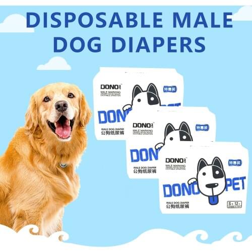 Behogar Male Dog Diapers Disposable Breathable Leakproof Water-Absorption Pet Dog Puppy Diapers for Home Park Dog Walking Travel