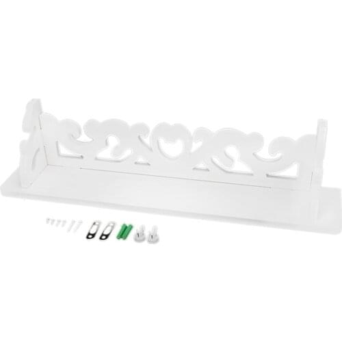 White 46x9x2.7cm Durable and Portable Model White Wooden Carved Wall Shelf Display Hanging Rack Storage Rack Home Decor