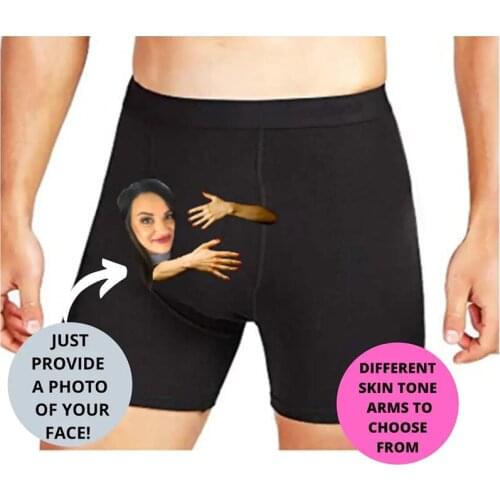 Custom Photo Boxer Underwear for Him Boyfriend Husband Men Funny Face Novelty 3D Printed Personalized Shorts Underpants Briefs