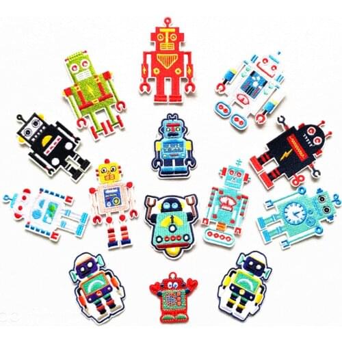 Children Patch Robot Embroidery Iron on Patches for Clothing Boy Sewing Stickers Applique on Clothes Cute Badges Applications