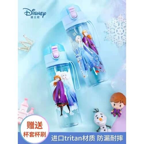 Disney Frozen Tritan PP Water Cup For Child Straw Plastic Cup Straight Drink Cup Students Mickey Baby Water Bottle For Kids