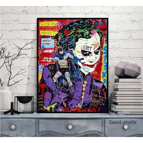 Home Decoration graffiti popular Art&Life Joker by hand painted Canvas Painting Pictures Wall Art For Living Room