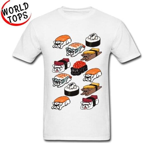 Cute Dog T Shirts Sushi Schnauzer Corgi Puppy Men Tshirt On Sale Mens Summer Autumn Tops T-Shirt Popular Best Gift Tshirt Friend