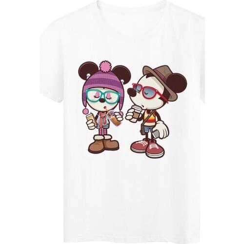 Disney Mickey Minnie Fashion Icon Pattern T-shirt For Women Funny T Shirt Harajuku Vegan Cute Plus Size Tee Tops Ulzzang Fashion