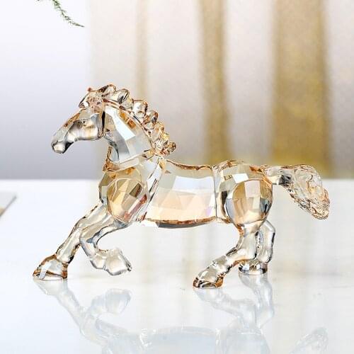 Crystal Lovely Horse Figurine Handmade Miniature Glass Animal Craft Home Decor Ornament Trinket Gift