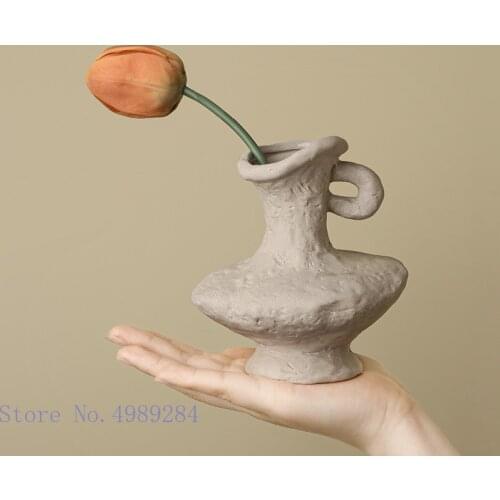 Ceramic vase Handmade Plain embryo Coarse porcelain irregular Retro Flower Arrangement Hydroponics crafts Home Decoration