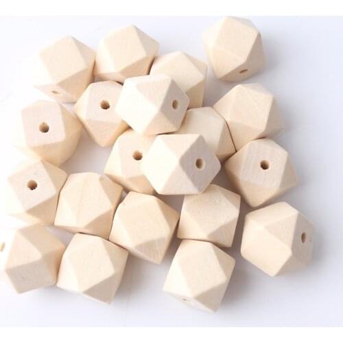Maple Wooden Beads 30mm 20pc Faceted Figure Octagonal Cube Unfinished Decor Food Grade Wood DIY Crafts Ball Wall Pendant Chain