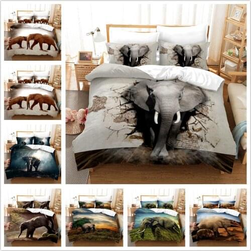 Elephant Animal Bedding Set Comforter Cover Set Single Full Queen King Size Polyester Home Room Textiles Duvet Cover