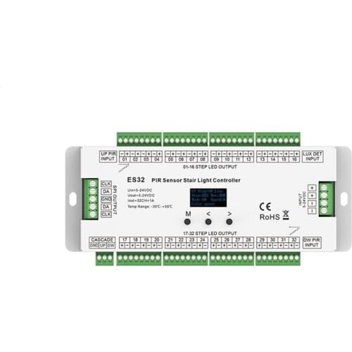 PIR Sensor Stair Light Controller ES32 Channel Man Body Infrared Multi-Function Induction Step Ladder WS2811 Pixel Running Strip