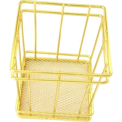 Stationery Storage Basket Gold Wrought Iron Mesh Bottom Basket Bathroom Shampoo Shower Gel Bottle Storage Container Tools