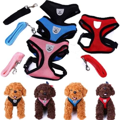 Cat Dog Adjustable Harness Vest Walking Lead Leash For Small Medium Dog Cat Collar Mesh Cat Chihuahua Bulldog Vest Harness Leash