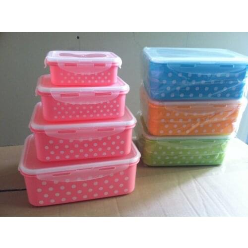 Lunch Box Cutlery Solid Polka Dot Crisper Kitchen Household Plastic Bento Boxes Food Storage For Kids Container Dinner Set