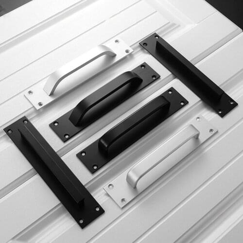 HXS Fashion Black Cabinet Handles Aluminum Alloy Kitchen Door Handles Cupboard Pulls Drawer Knobs Furniture Room Door Hardware