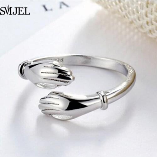 Fashion Silver Color Hug Knuffel Rings Women Gold Unique Hand Shape Jewelry Cute Funny Ring For Valentine Day Girlfriend Gifts