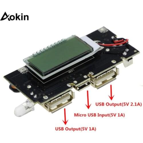 Dual USB 18650 Battery Charger PCB Power Module 5V 1A 2.1A Mobile Power Bank Accessories For Phone DIY LED LCD Module Board