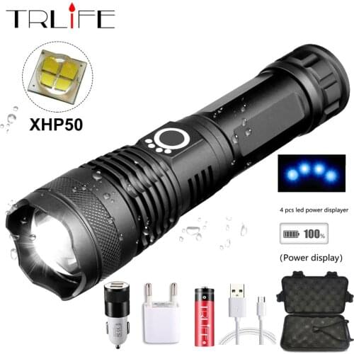 5 Modes Lamp xhp50.2 powerful LED flashlight Micro USB Rechargeable Zoom led torch xhp50 18650 or 26650 battery for hunting