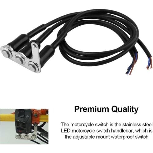 Motorcycle Motorbike Switch Handlebar Adjust Mount Waterproof Switches ON-OFF 3 Buttons For Headlight Horn Turn Signle with LED