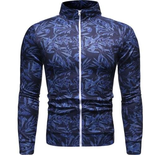 New spring and autumn mens baseball collar casual slim long-sleeved jacket Korean printed mens coat clothing garment outerwear