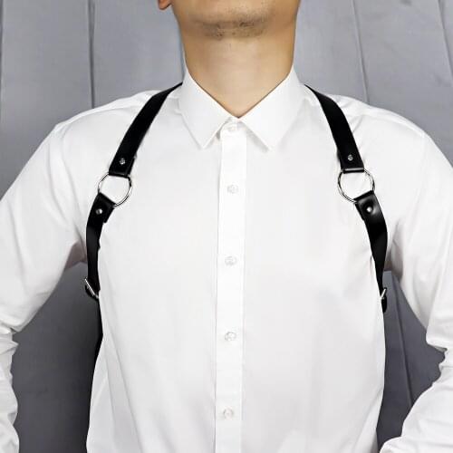 UYEE Men Leather Fetish Chest Harness Belt BDSM Bondage Erotic Lingerie Gay Body Sexy Costumes Club Costumes Props