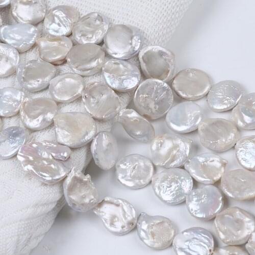 Real Cheap Big Size 18-22mm White Natural Freshwater Pearl Irregular Coin shape Beads For Necklace Bracelet Earrings Jewelry