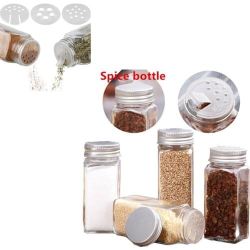12 PCS Glass Spice Jars/Bottles Empty Square Spice Containers Shaker Lids, Airtight Metal Caps Kitchen Condiment Containers