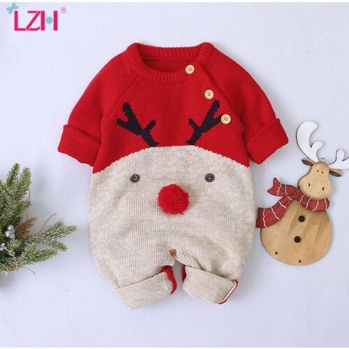 2020 Autumn Winter Newborn Baby Clothes Christmas Sweater Rompers Baby Girls Boys Overalls Infant Costume Kids Toddler Jumpsuit