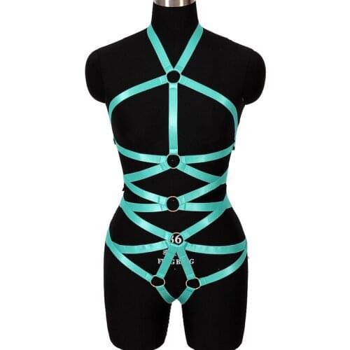 Gothic Full Body Harness Garter Set Belt Fetish Women Punk Body Bondage Harness Strap Edgy Rave Intimate Underwear BDSM