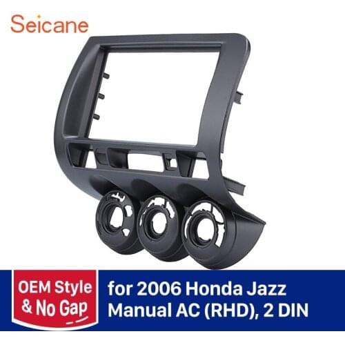 Seicane 2 Din refitting Panel Kit Car Stereo frame Radio Fascia for 2006 Honda Jazz Manual AC RHD Gray 173*98/178*100/178*102mm
