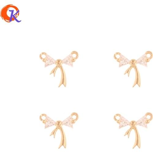 Cordial Design 50Pcs 9*10MM Jewelry Accessories/CZ Earrings Connectors/Hand Made/Bowknot Shape/DIY Making/Earring Findings