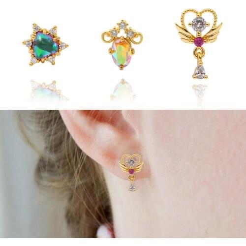 Fashion 1Pc New Steel Multicolor Crystal Cartilage Earrings Screw Back Stud Earring Ear Helix Tragus Lobe Piercing Jewelry