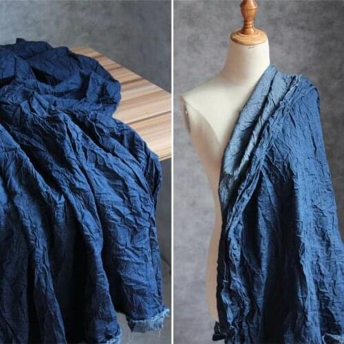 New Denim Cotton Fabric Three-dimensional Pleats DIY Patches Jeans Coat Jacket Trousers T-Shirt Dress Garment Designer Fabric