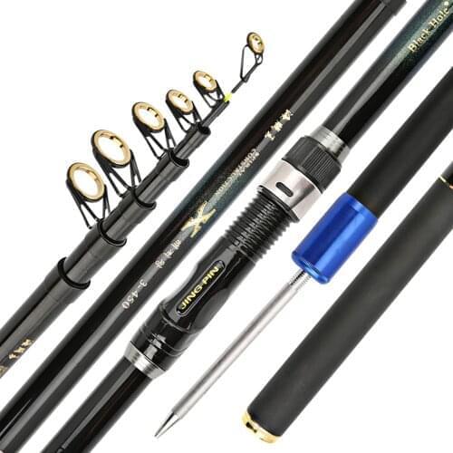 High Carbon 2.1M -4.5M Carp Fishing Rod Feeder Hard Fiber Telescopic Rock Fishing Rods Pole with Rod Stand Surf Spinning Rod