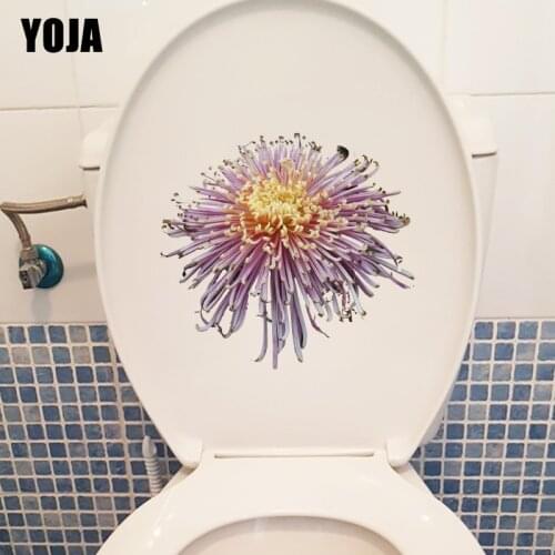 YOJA 21*19.4CM Blooming Pink Chrysanthemum Classic Room Wall Sticker Toilet WC Decor T1-0671