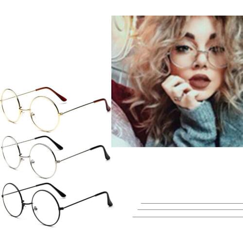 Women Retro Large Round Glasses Transparent Metal Eyeglass Frame Oversized Round Circle Eye Glasses Eyewear Frame