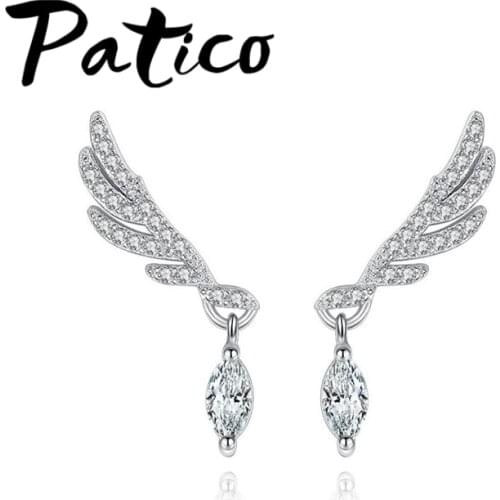 New Arrival Women Fashion Freedom Wing Drop Earrings 925 Sterling Silver Water Drop Jewelry Earring Hoops Good Sale