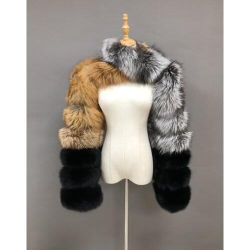 Women Real Raccoon Fur Silver Fox Red Fox Fur Sleeve Ladies Fashion Natural Two Sleeve