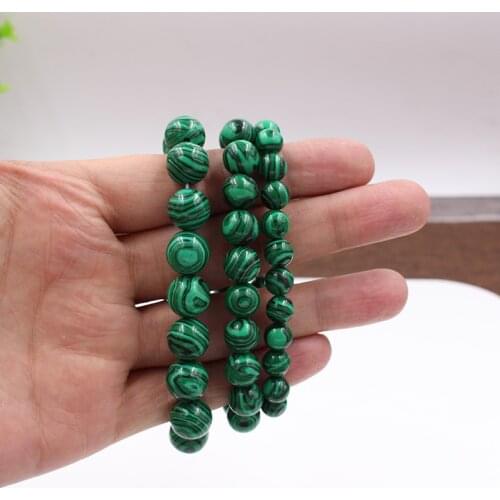 6/8/10/12mm Green Malachite Stone Beads Bracelets for Women Men Handmade Charm Elastic Bracelet Buddhist Beads Jewelry