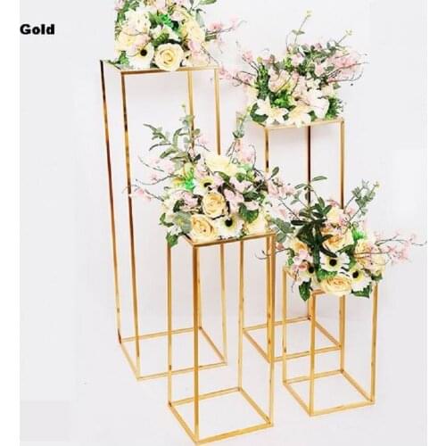 Gold wedding decoration 4pcs/set Iron geometric placed props road lead T station supplies rectangle wedding plinth