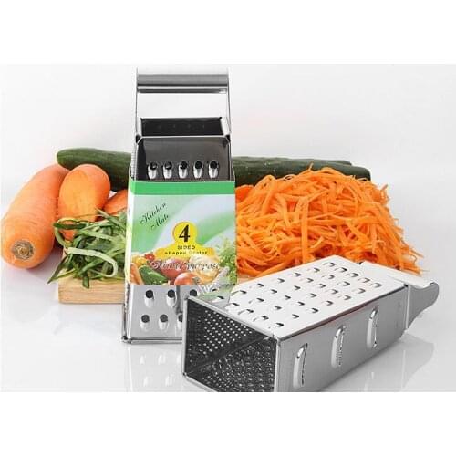 1PC Stainless Steel Multifunctional 4 Sided Blades Cheese Vegetables Grater Carrot Cucumber Slicer Cutter Box Container KX 237