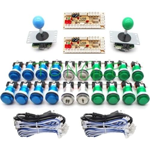 2 Player Zero Delay Encoder Arcade Cabinet DIY Kit For 5V LED Push Buttons Copy SANWA Joystick USB To PC Raspberry