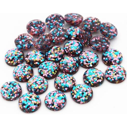 40pcs 12mm 10mm 8mm New Fashion blue and Pink and Gold Color Mix color Flat Back Resin Cabochons Cameo